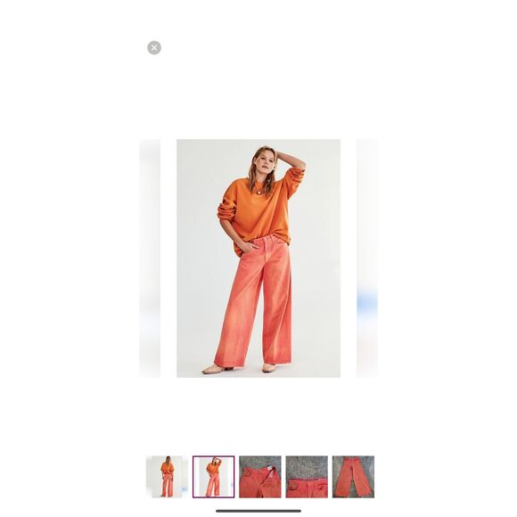 Free People We The Free Oklahoma Sunset Waterfalls Baggy Wide Leg Denim Jeans wo - Picture 1 of 8